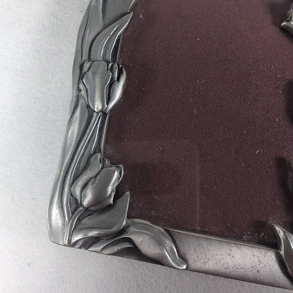 Seagull 1988 Fine Pewter Floral Tulip Picture Frame Small PF91 Silver Flower VTG - Picture 3 of 12